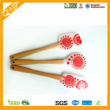 Ensemble de Spatules en Silicone à 3 Pièces en FDA Standard Food Grade Flexible avec Poignée en Bois